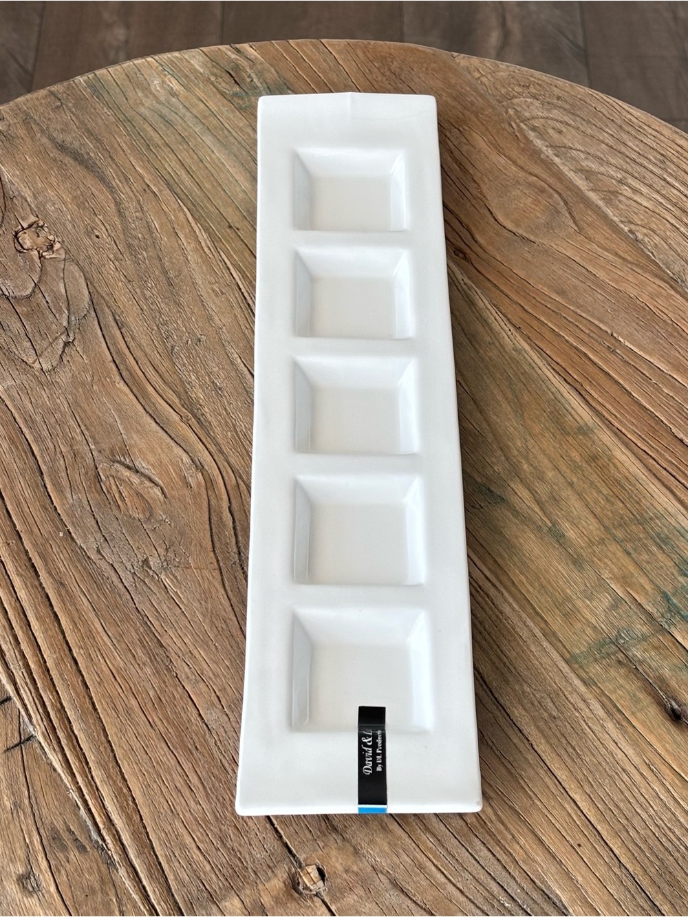 David & Lily White Ceramic 5-Compartment Serving Tray